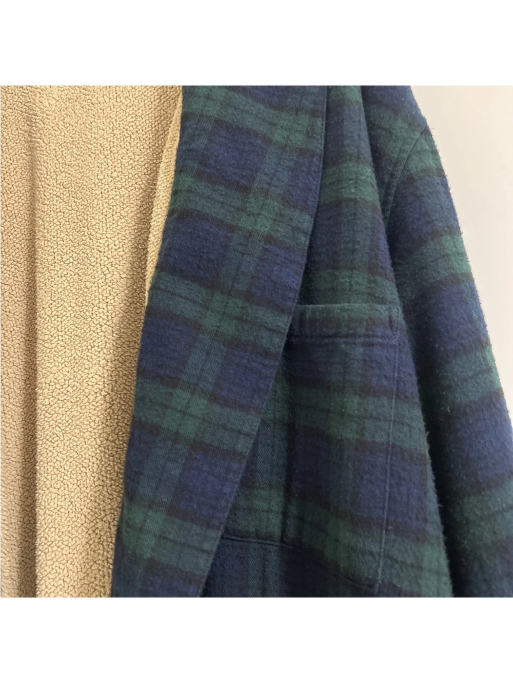 L.L. Bean Men’s Scotch Plaid Flannel Robe Sherpa Lined Size XL Tall - Picture 10 of 15